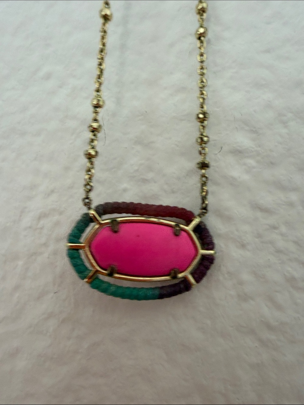 Kendra Scott Pink and Teal Pendant Necklace